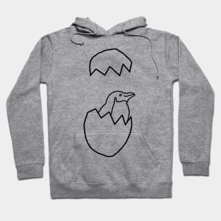 Little Blue Penguin Popping out of her Egg Outline Hoodie